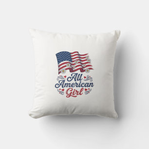 All American Girl Patriotisk Tusenskönor Flagga Tr Kudde