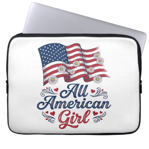 All American Girl Patriotisk Tusenskönor Flagga Tr Laptop Fodral