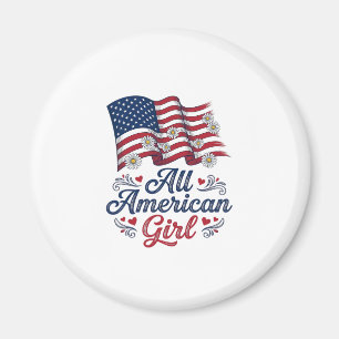 All American Girl Patriotisk Tusenskönor Flagga Tr Magnet