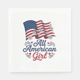 All American Girl Patriotisk Tusenskönor Flagga Tr Pappersservett