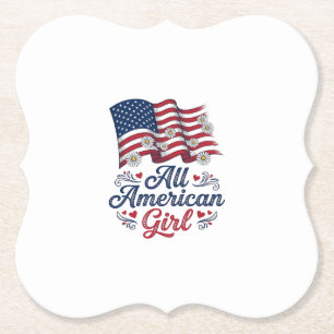 All American Girl Patriotisk Tusenskönor Flagga Tr Underlägg Papper