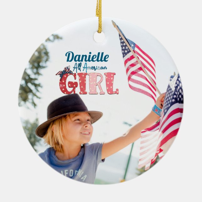All American Girl Personlig Ceramic Ornament (Baksidan)