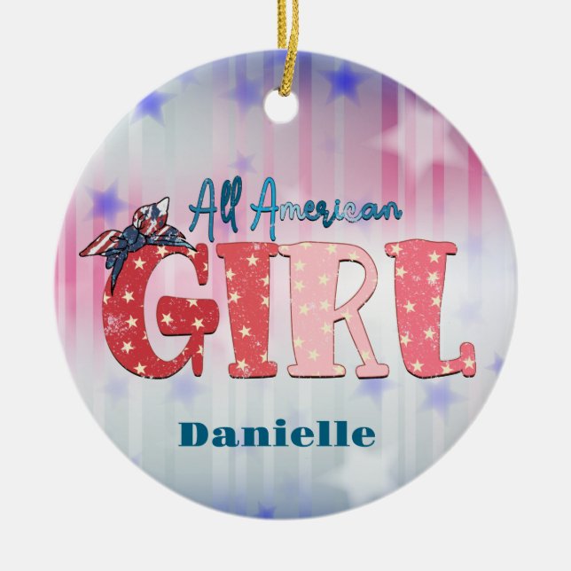 All American Girl Personlig Keramisk Juldekoration (Framsidan)