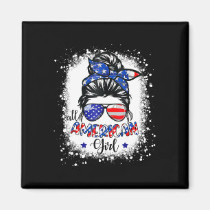 All American Girl Shirt USA flagga 4 juli Women Ki Magnet