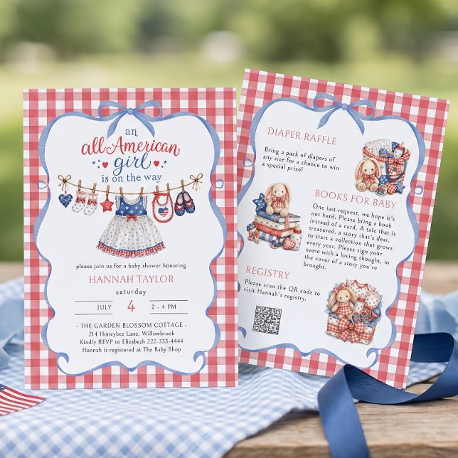 All American Girl Sommar Bebisdopp Inbjudan (Skapare uppladdad)