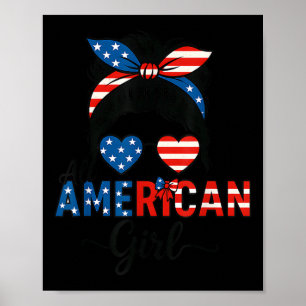 All American Girl USA flagga 4 juli Women Kids Pat Poster