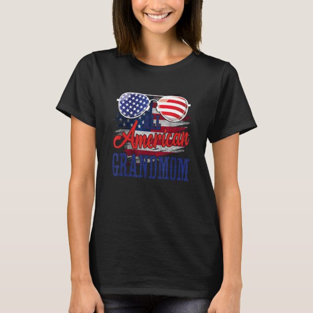 All American Grandmamma Sunglasses US Flagga 4th o T Shirt (Framsida)