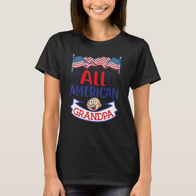 All American Grandpa Hett National Senior Citizens T Shirt (Framsida)