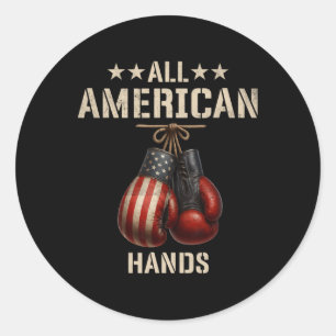 All American Hands Boxning Patriotisk Usa Flagga H Runt Klistermärke