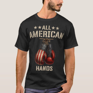 All American Hands Boxning Patriotisk Usa Flagga H T Shirt
