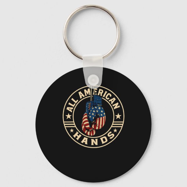 All American Hands Boxnings Handskor Patriotiska U Nyckelring (Framsida)
