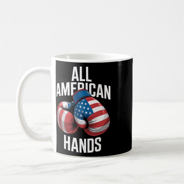 All American Hands Boxningshandskor Patriotiska Us Kaffemugg (Vänster)