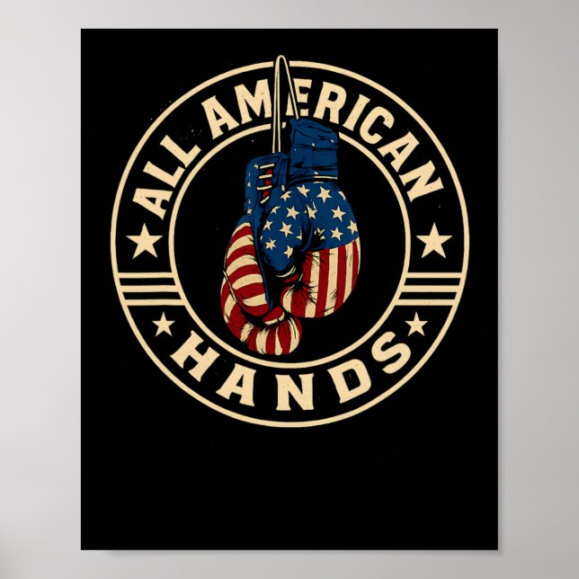 All American Hands Boxningshandskor Patriotiska Us Poster (Framsidan)