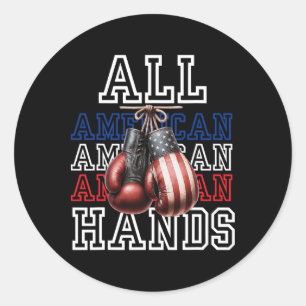 All American Hands Usa Flag Boxnings Handske T-shi Runt Klistermärke
