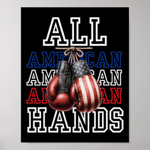 All American Hands Usa Flag Boxningshandske Tee  Poster