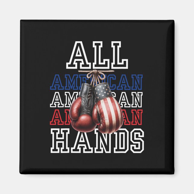 All American Hands Usa Flag Boxningshandskor Tee  Magnet (Framsidan)