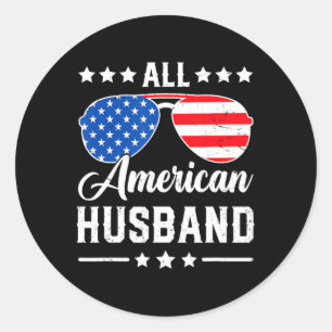 All American Husnd 4:e Juli Patriotisk Usa Match Runt Klistermärke