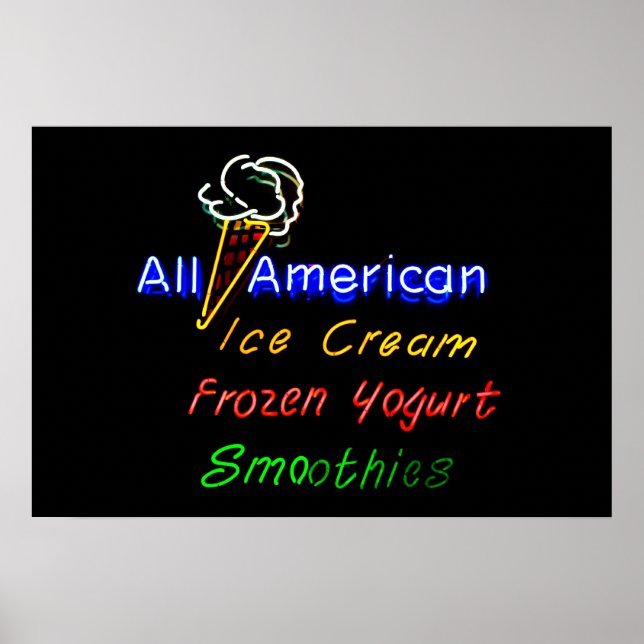 All-American Ice Cream, fryst yoghurt och Smoothie Poster (Framsidan)