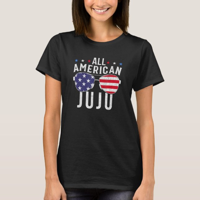 All American Juju USA Flag Sunglasses 4th Of July  T Shirt (Framsida)