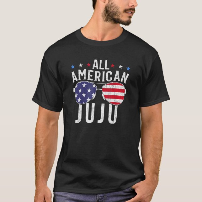 All American Juju USA Flag Sunglasses 4th Of July  T Shirt (Framsida)