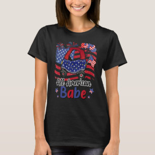 All American Kid Car Babe American Flagga 4:e Jul T Shirt