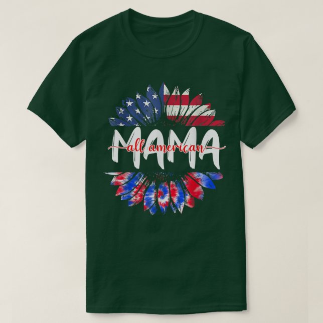 All American Mama 4th Of July Tie Dye Sunflower Mo T Shirt (Design framsida)