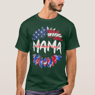 All American Mama 4th Of July Tie Dye Sunflower Mo T Shirt