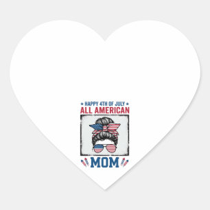 All American Mamma 4:e Juli Vintage T-Shirt Design Hjärtformat Klistermärke