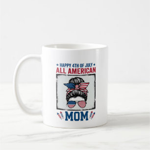 All American Mamma 4:e Juli Vintage T-Shirt Design Kaffemugg