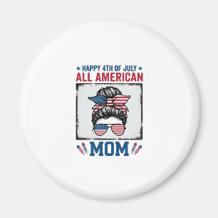 All American Mamma 4:e Juli Vintage T-Shirt Design Magnet