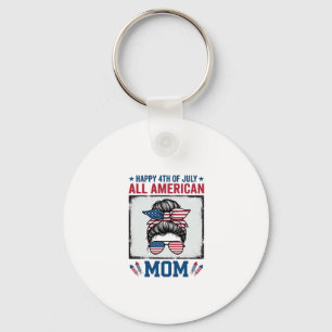All American Mamma 4:e Juli Vintage T-Shirt Design Nyckelring