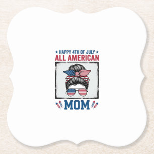 All American Mamma 4:e Juli Vintage T-Shirt Design Underlägg Papper