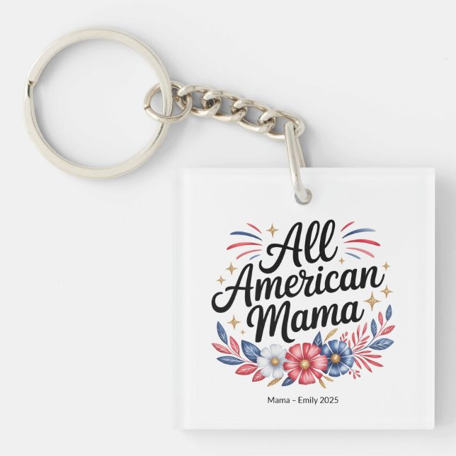 All American Mamma Acrylic Keychain 4:e juli Gif (Framsidan)