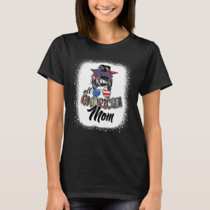 All American Mamma Messy Bun Mamma 4 juli Patriot T Shirt