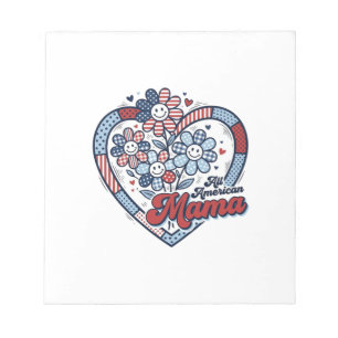 All American Mamma Patriotisk Blomma Tröja Design_ Anteckningsblock