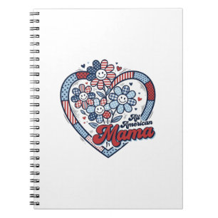 All American Mamma Patriotisk Blomma Tröja Design_ Anteckningsbok