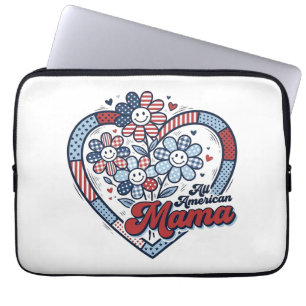 All American Mamma Patriotisk Blomma Tröja Design_ Laptop Fodral