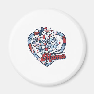 All American Mamma Patriotisk Blomma Tröja Design_ Magnet
