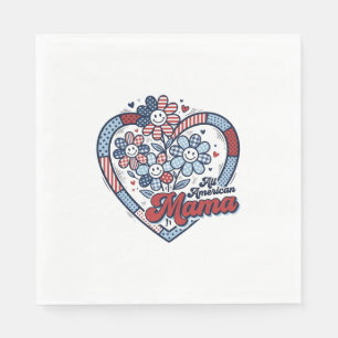 All American Mamma Patriotisk Blomma Tröja Design_ Pappersservett