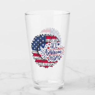 All American Mamma Rött vitt blått Flagga USA Patr Glaskopp