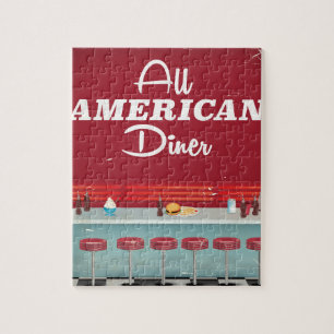 All American Middag Retro Poster Pussel