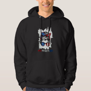 All American Mom 4:e Juli Kvinnor Rufsigt Upphosta Hoodie