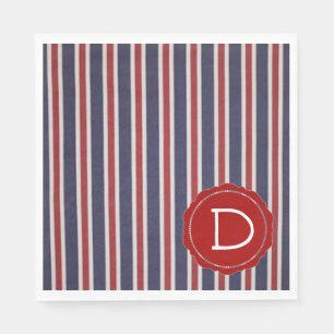 All-American Monogrammed Patriotic Stripe-design Pappersservett
