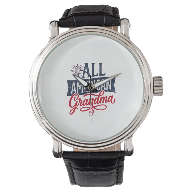 All American Mormor Patriotisk Eldshow Design_1 Armbandsur (Framsida)