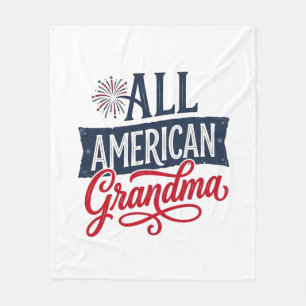 All American Mormor Patriotisk Eldshow Design_1 Fleecefilt