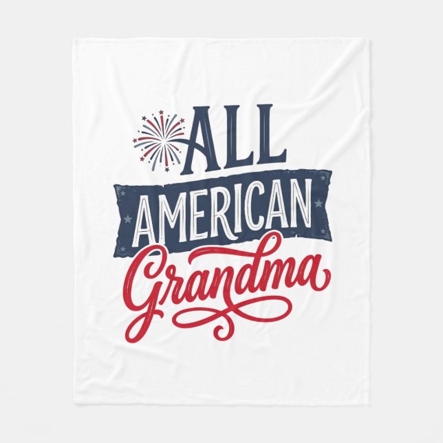 All American Mormor Patriotisk Eldshow Design_1 Fleecefilt (Framsidan)