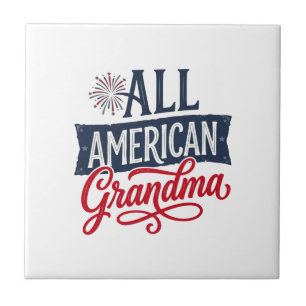 All American Mormor Patriotisk Eldshow Design_1 Kakelplatta