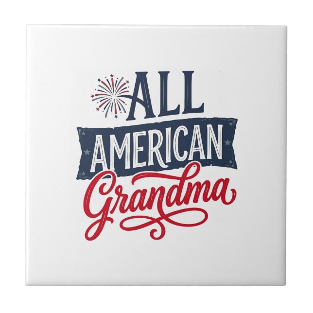All American Mormor Patriotisk Eldshow Design_1 Kakelplatta (Framsidan)
