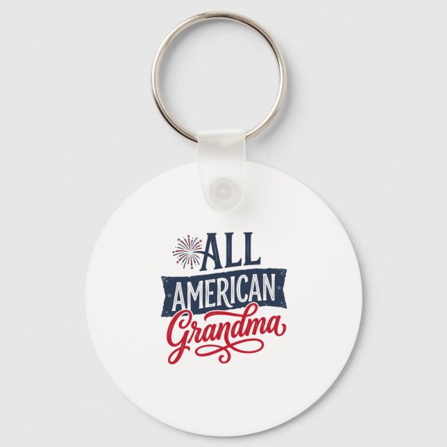 All American Mormor Patriotisk Eldshow Design_1 Nyckelring (Framsida)