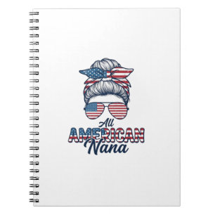 All American Mormor Patriotisk Rufsigt Upphöjt Hår Anteckningsbok